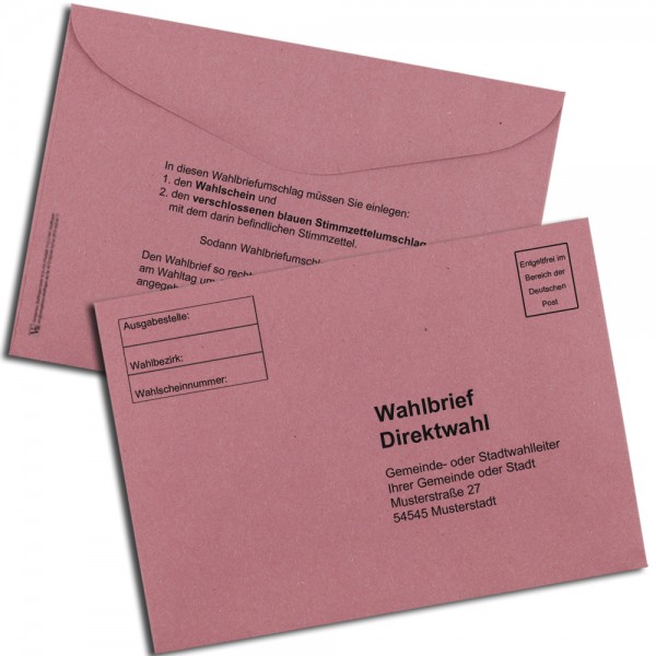 Wahlbriefumschlag DIN B6, recycling rot