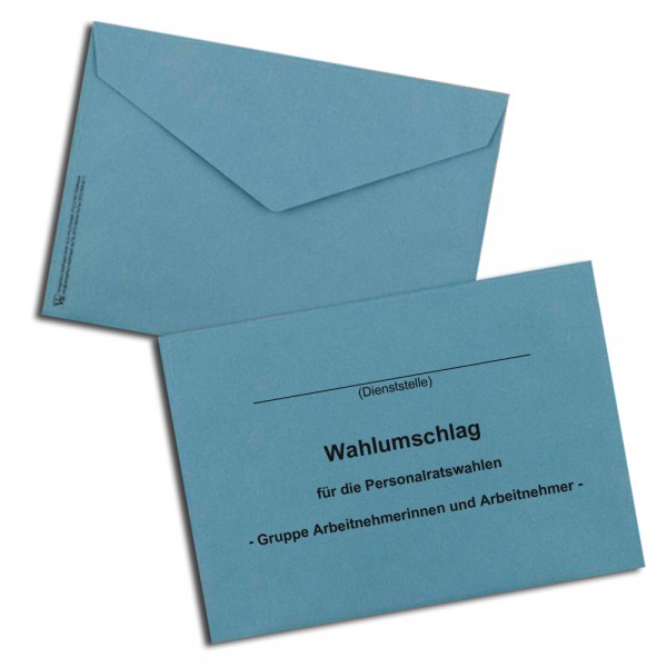 Stimmzettel- / Wahlumschlag für Personalratswahlen Arbeitnehmer DIN C6, recycling blau