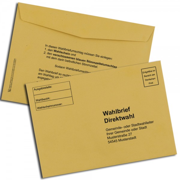 Wahlbriefumschlag DIN B6, recycling gelb