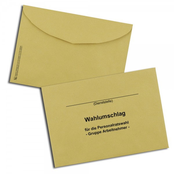 Stimmzettel- / Wahlumschlag für Personalratswahlen Arbeitnehmer DIN C6, recycling gelb
