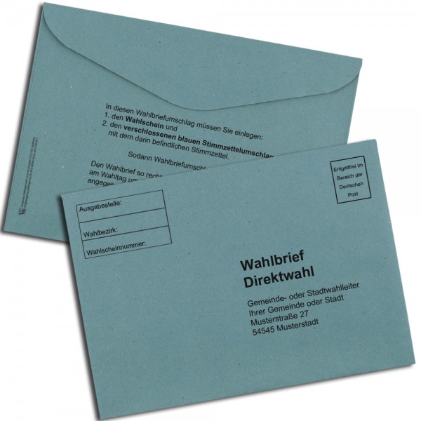 Wahlbriefumschlag DIN B6, recycling blau